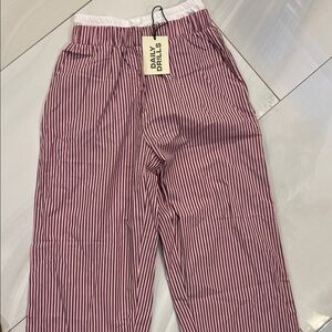 Daily Drills Pointelle Layered Poplin Resort Pants Mocha and Pink Stripe